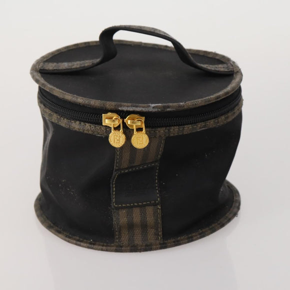 FENDI Pecan Canvas Zucca Canvas Hand Bag PVC 5 Set Brown Black Auth bs36555