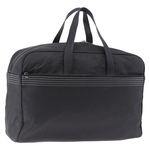 LOEWE Anagram Boston Bag PVC Leather Black Silver Auth bs36557