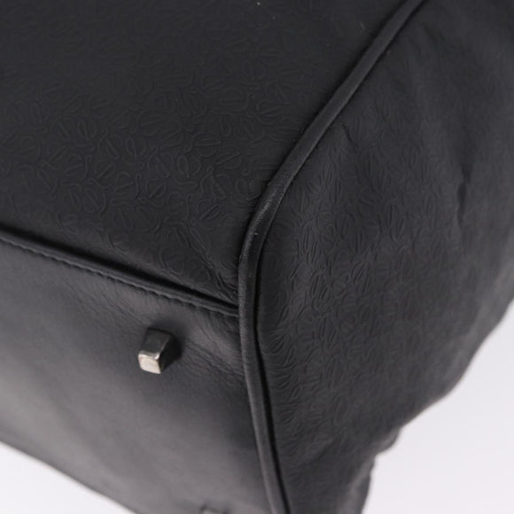 LOEWE Anagram Boston Bag PVC Leather Black Silver Auth bs36557