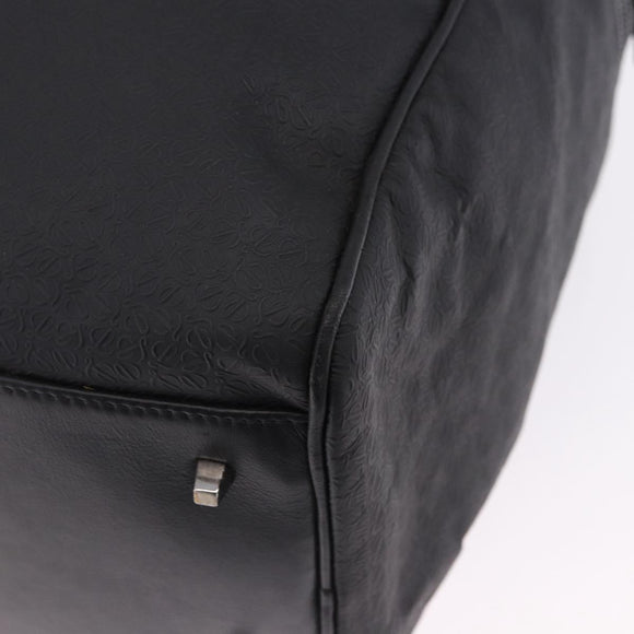 LOEWE Anagram Boston Bag PVC Leather Black Silver Auth bs36557