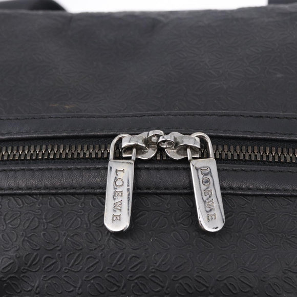LOEWE Anagram Boston Bag PVC Leather Black Silver Auth bs36557