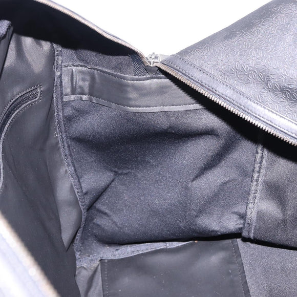 LOEWE Anagram Boston Bag PVC Leather Black Silver Auth bs36557
