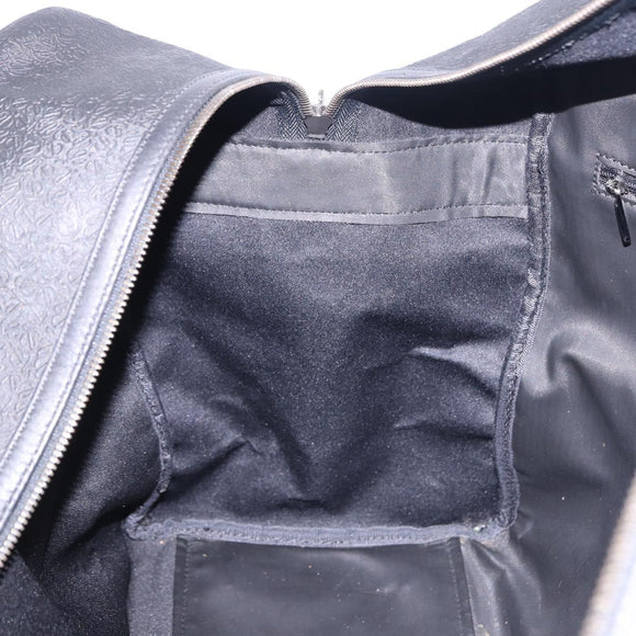 LOEWE Anagram Boston Bag PVC Leather Black Silver Auth bs36557