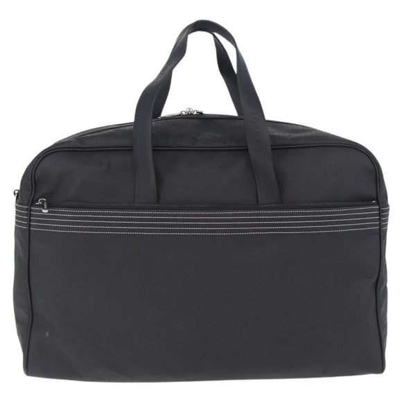LOEWE Anagram Boston Bag PVC Leather Black Silver Auth bs36557