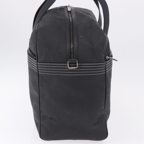 LOEWE Anagram Boston Bag PVC Leather Black Silver Auth bs36557