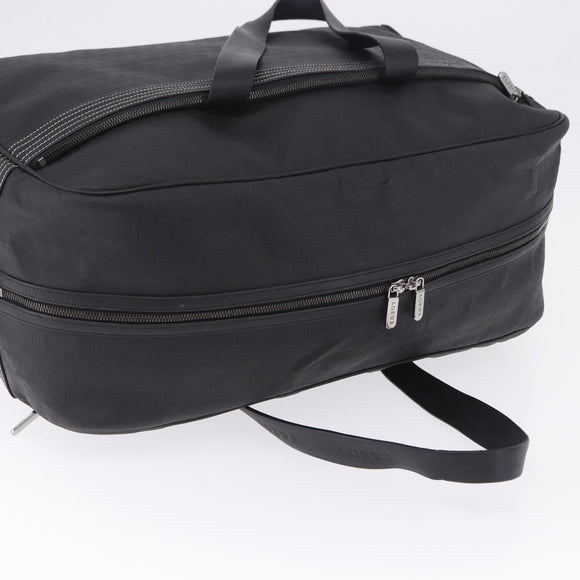 LOEWE Anagram Boston Bag PVC Leather Black Silver Auth bs36557