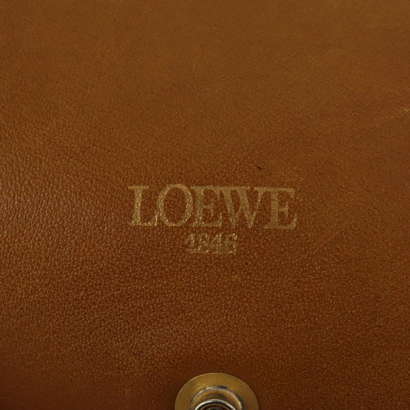 LOEWE Anagram Garment Cover Leather Beige Gold Tone Auth bs36558