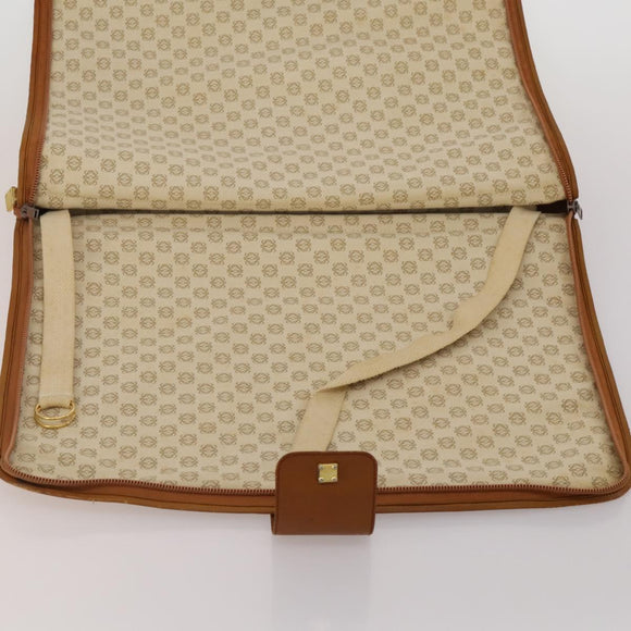 LOEWE Anagram Garment Cover Leather Beige Gold Tone Auth bs36558