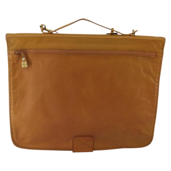 LOEWE Anagram Garment Cover Leather Beige Gold Tone Auth bs36558