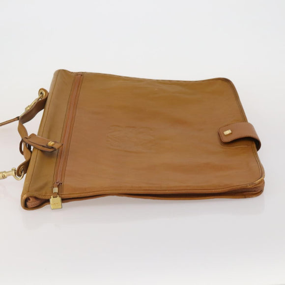 LOEWE Anagram Garment Cover Leather Beige Gold Tone Auth bs36558