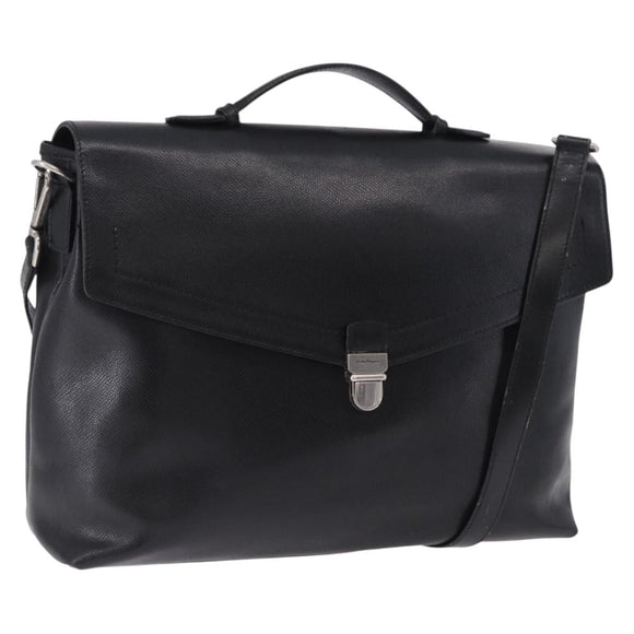 Salvatore Ferragamo Boston Bag Leather 2way Black Silver Auth bs36559