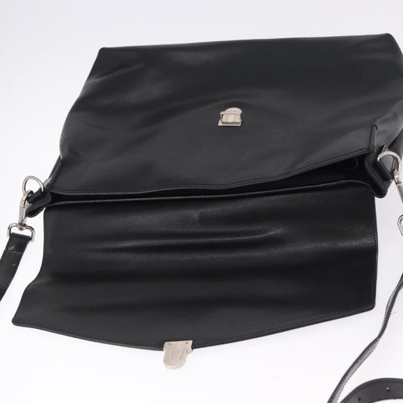 Salvatore Ferragamo Boston Bag Leather 2way Black Silver Auth bs36559