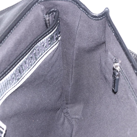 Salvatore Ferragamo Boston Bag Leather 2way Black Silver Auth bs36559