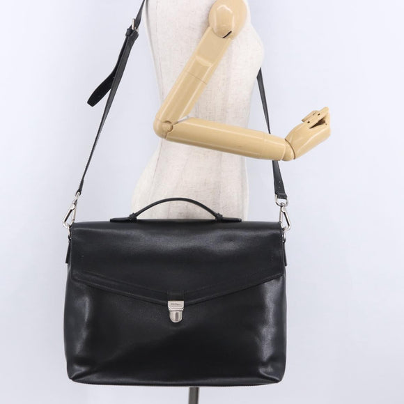Salvatore Ferragamo Boston Bag Leather 2way Black Silver Auth bs36559
