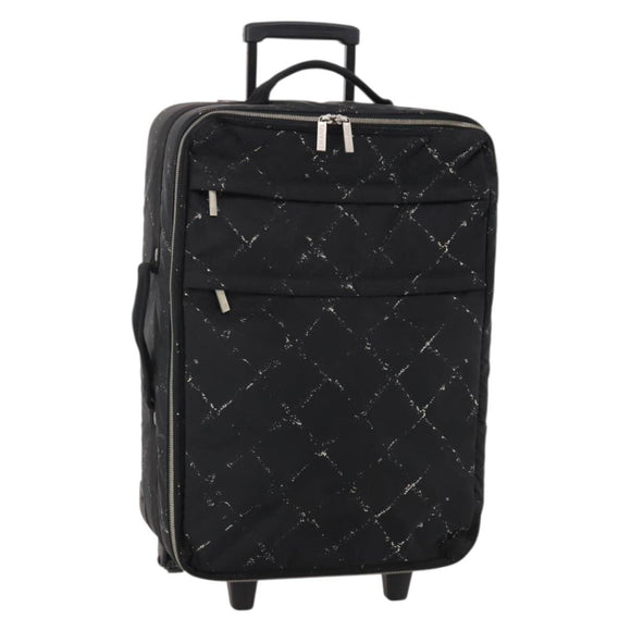 CHANEL Travel Line Carry Case Nylon Black Silver CC Auth bs36561