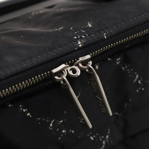 CHANEL Travel Line Carry Case Nylon Black Silver CC Auth bs36561