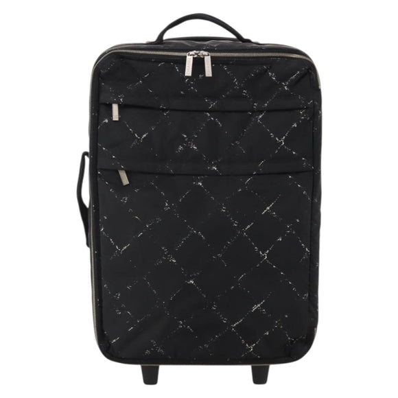 CHANEL Travel Line Carry Case Nylon Black Silver CC Auth bs36561