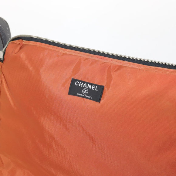 CHANEL Travel Line Carry Case Nylon Black Silver CC Auth bs36561