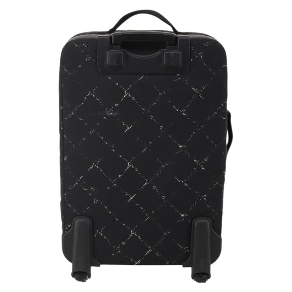 CHANEL Travel Line Carry Case Nylon Black Silver CC Auth bs36561