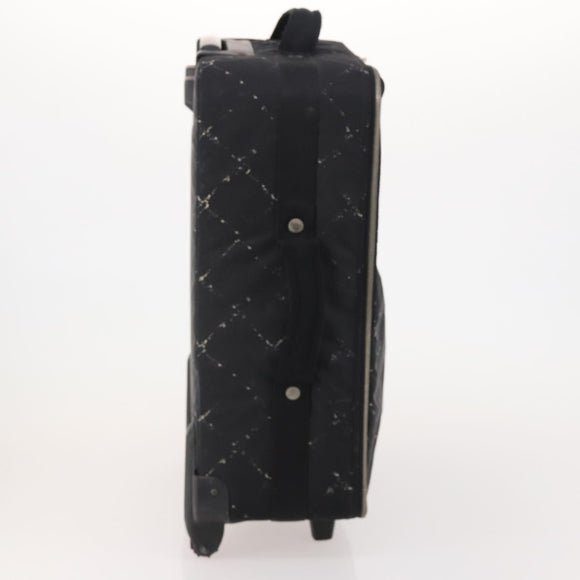 CHANEL Travel Line Carry Case Nylon Black Silver CC Auth bs36561