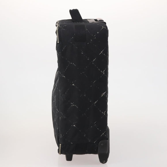 CHANEL Travel Line Carry Case Nylon Black Silver CC Auth bs36561