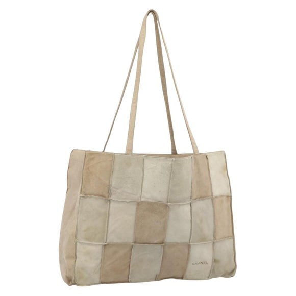CHANEL Tote Bag Suede Beige CC Auth bs36562