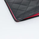 CHANEL Matelasse Cambon Line Long Wallet Leather Black Silver CC Auth bs36564-16