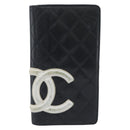 CHANEL Matelasse Cambon Line Long Wallet Leather Black Silver CC Auth bs36564-13