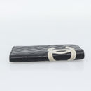 CHANEL Matelasse Cambon Line Long Wallet Leather Black Silver CC Auth bs36564-4