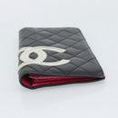 CHANEL Matelasse Cambon Line Long Wallet Leather Black Silver CC Auth bs36564-6