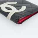 CHANEL Matelasse Cambon Line Long Wallet Leather Black Silver CC Auth bs36564-14