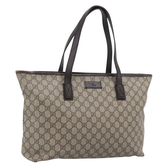 GUCCI GG Supreme Tote Bag PVC Beige 181084 Auth bs36565