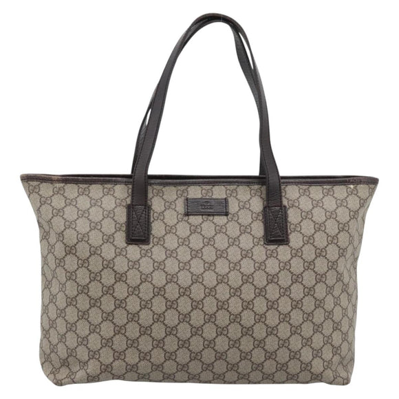 GUCCI GG Supreme Tote Bag PVC Beige 181084 Auth bs36565