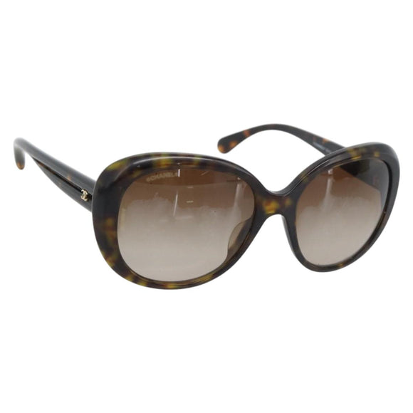 CHANEL Sunglasses plastic Brown CC Auth bs36570