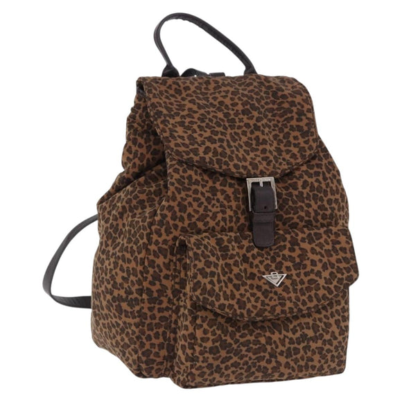 BOTTEGA VENETA Backpack Nylon Brown Gold Auth bs36573