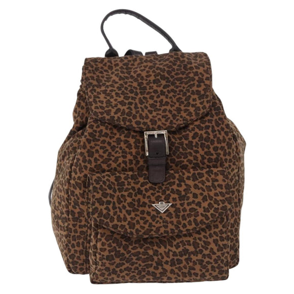 BOTTEGA VENETA Backpack Nylon Brown Gold Auth bs36573