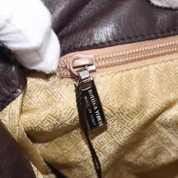 BOTTEGA VENETA Backpack Nylon Brown Gold Auth bs36573