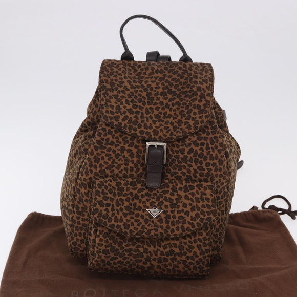 BOTTEGA VENETA Backpack Nylon Brown Gold Auth bs36573