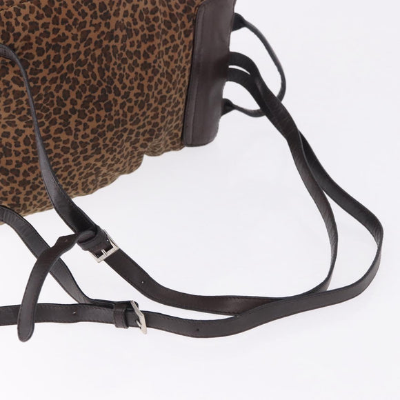 BOTTEGA VENETA Backpack Nylon Brown Gold Auth bs36573