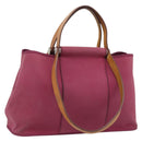 HERMES Kabak Elan PM Hand Bag Canvas Pink Auth bs36581-1