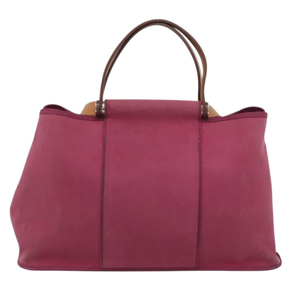 HERMES Kabak Elan PM Hand Bag Canvas Pink Auth bs36581