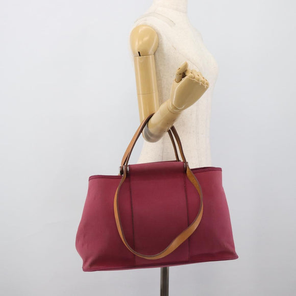 HERMES Kabak Elan PM Hand Bag Canvas Pink Auth bs36581