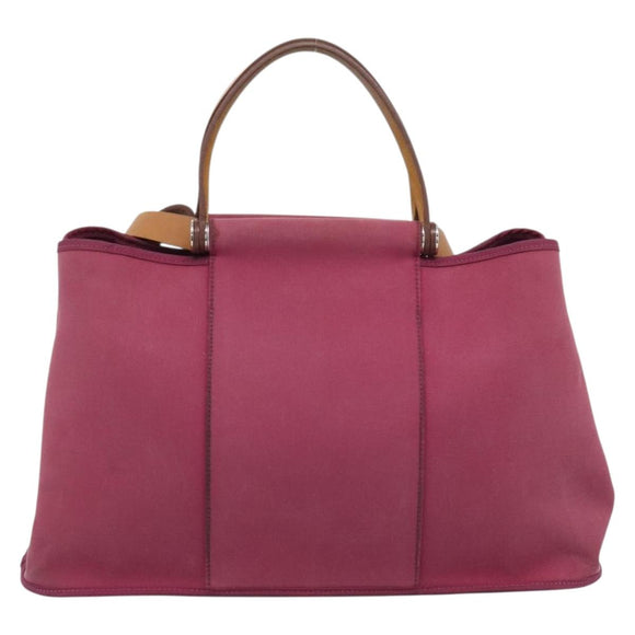HERMES Kabak Elan PM Hand Bag Canvas Pink Auth bs36581