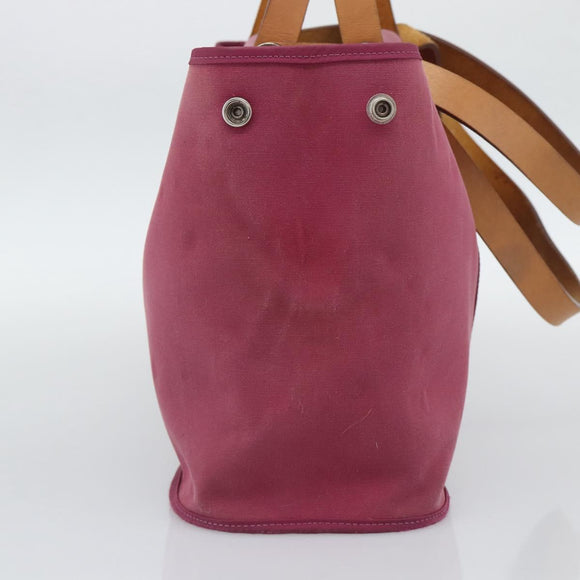 HERMES Kabak Elan PM Hand Bag Canvas Pink Auth bs36581