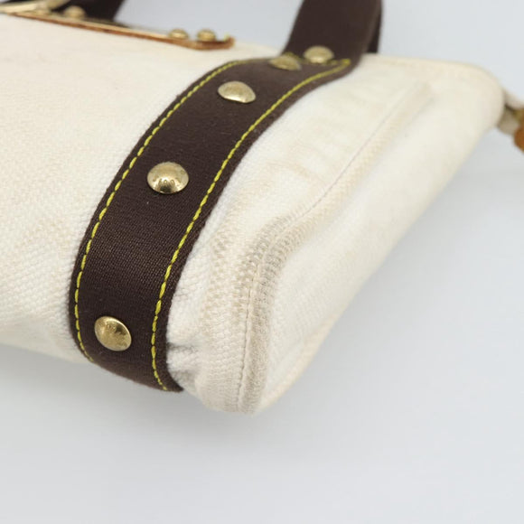 LOUIS VUITTON Antigua Cabas PM Tote Bag White Brown M40036 LV Auth bs36588
