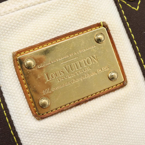 LOUIS VUITTON Antigua Cabas PM Tote Bag White Brown M40036 LV Auth bs36588