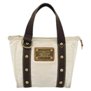 LOUIS VUITTON Antigua Cabas PM Tote Bag White Brown M40036 LV Auth bs36588-2
