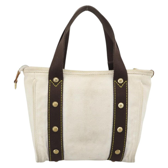 LOUIS VUITTON Antigua Cabas PM Tote Bag White Brown M40036 LV Auth bs36588