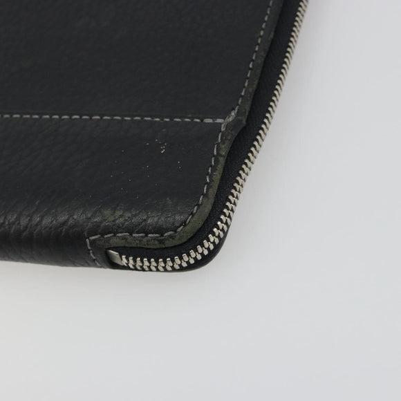 BURBERRY Briefcase Leather Black Silver Auth bs36590