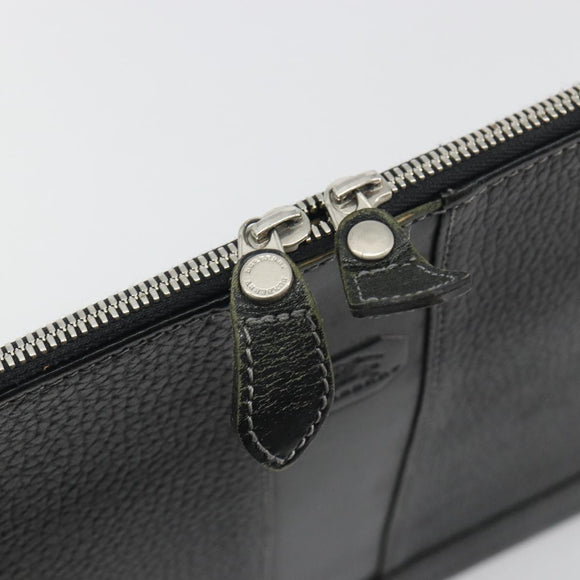 BURBERRY Briefcase Leather Black Silver Auth bs36590